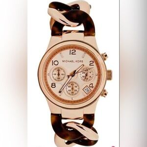 Michael Kors Runway Rose Gold Dial Two Tone Steel Strap Watch for Women …
